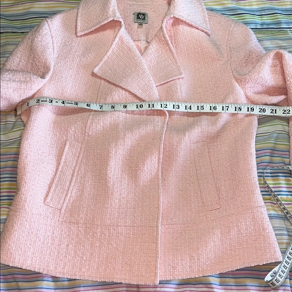 Anne Klein Blush Pink Textured Boucle Topper Blazer M‎ EUC - Picture 9 of 12